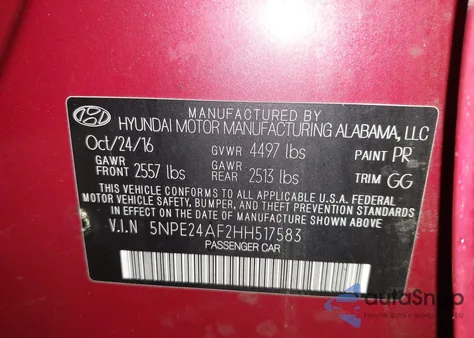 2017 Hyundai Sonata from USA, damaged, VIN 5NPE24AF2HH517583